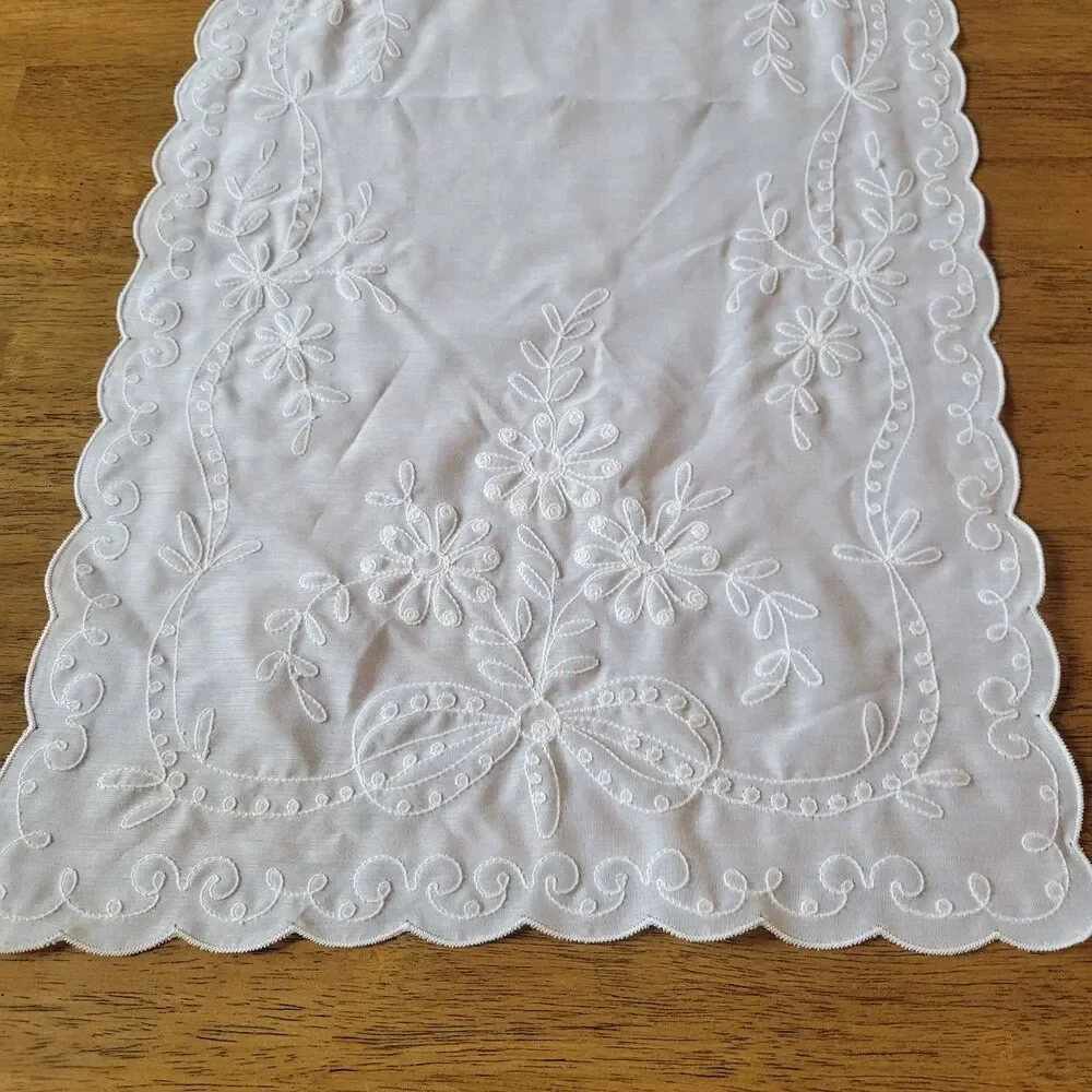 VTG Madeira Embroidered 66x104 Banquet Tablecloth 12 Placemats Table Runner set